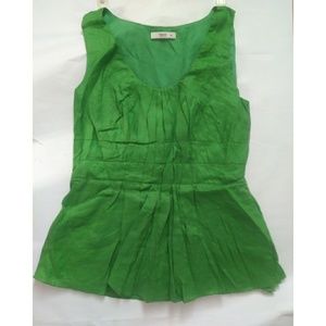 Prada Women's Green Pleated Sleeveless Top